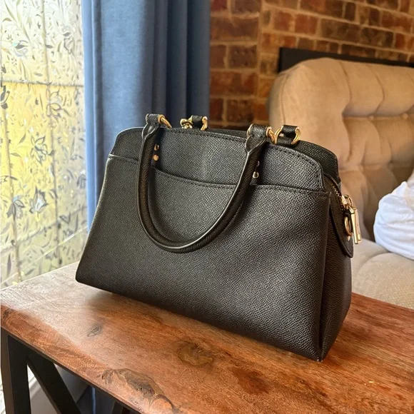 Black Coach Crossbody Purse with Gold Accents - Picture 3 of 13